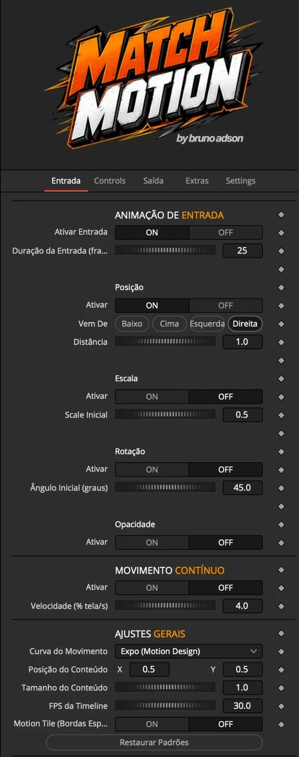 Interface do Match Motion